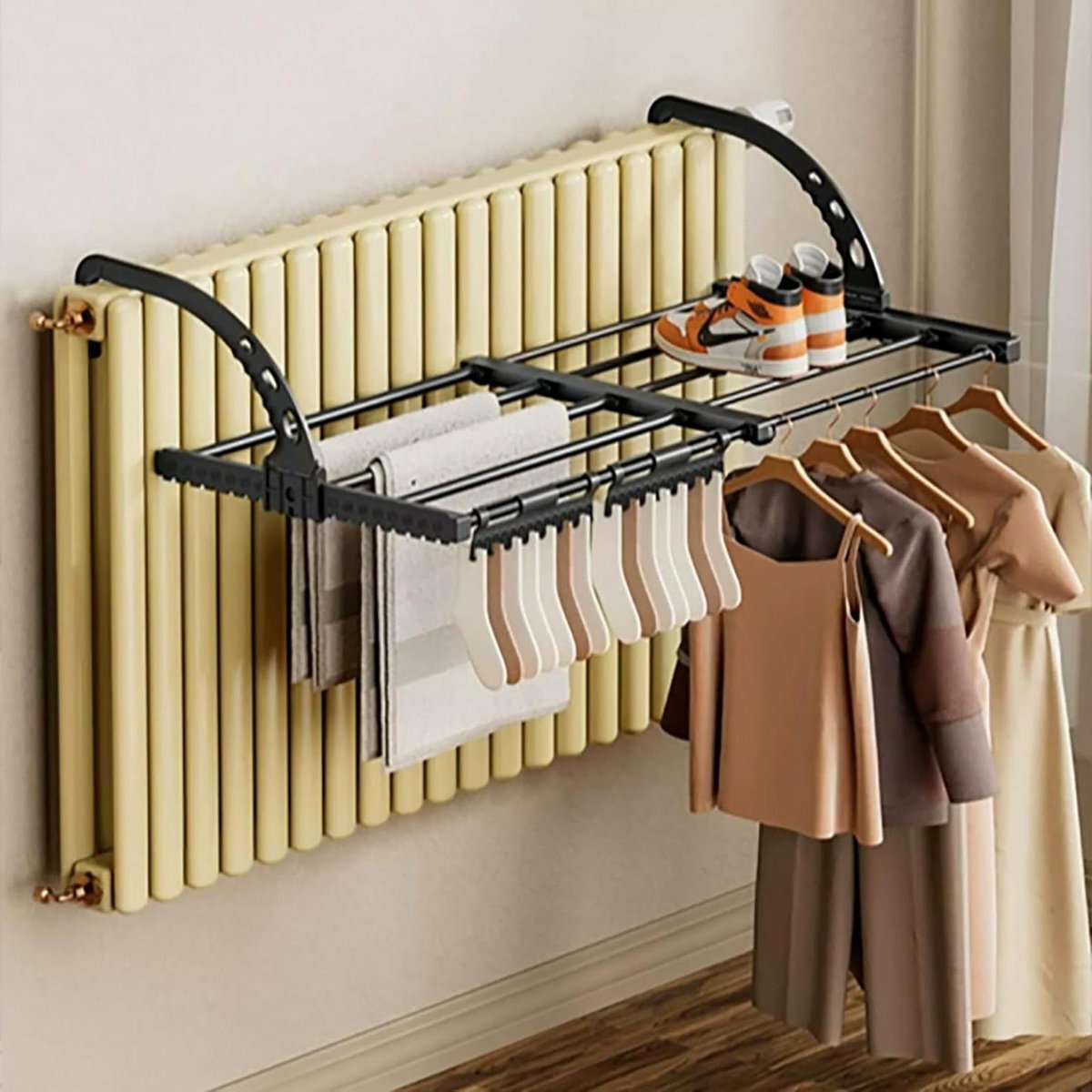 Radiator Droogrek - Uitschuifbaar Wasrek - Kleding Drogen - Inclusief Sokkenclips - Verste