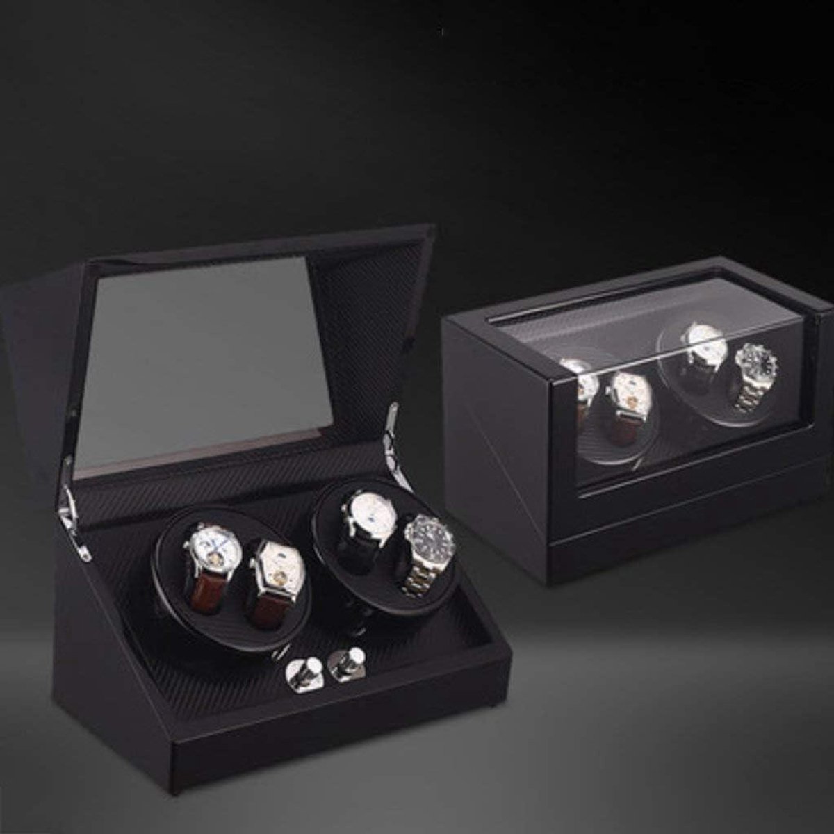 Horloge Winder - Automatische Winder - Horloges Draaien - Beschermt Tegen Magnetisme - Voor 2 Horloges - Zwart