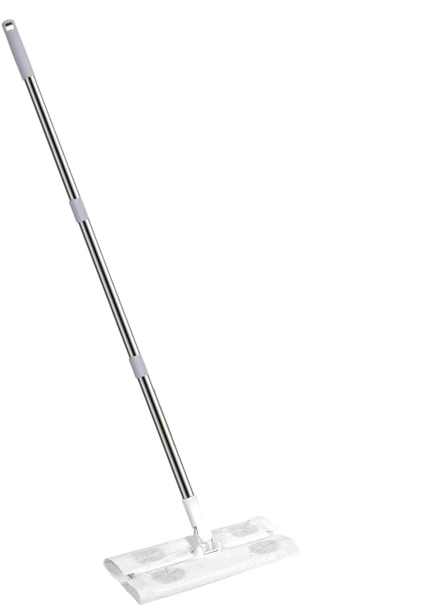 Herbruikbare Mop - Vloerwisser - Vloeren Reinigen - Afneembare Schrobber - 117 cm Lengte - Grijs