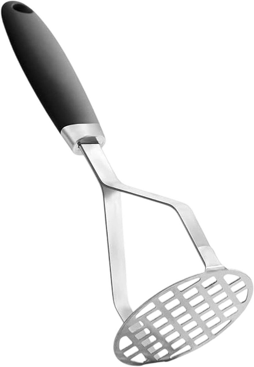 Aardappelstamper - Voedselpers - Puree Maken - Roestvrij Staal - 26 cm Lengte - Zilver