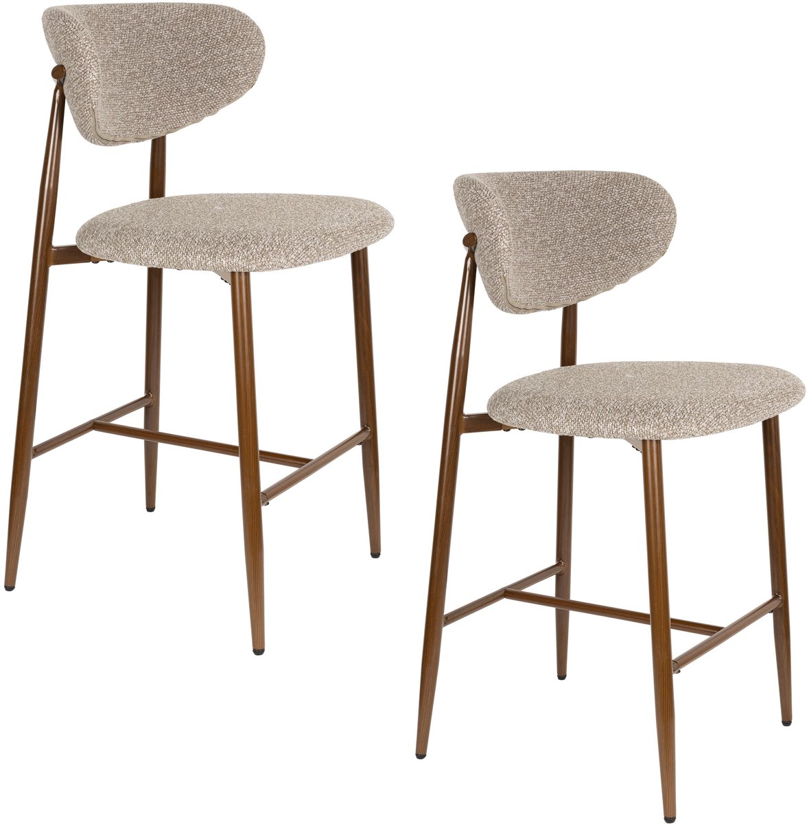 Housecraft Living Noor Barkrukken rugleuning 66 cm Taupe - Set van 2