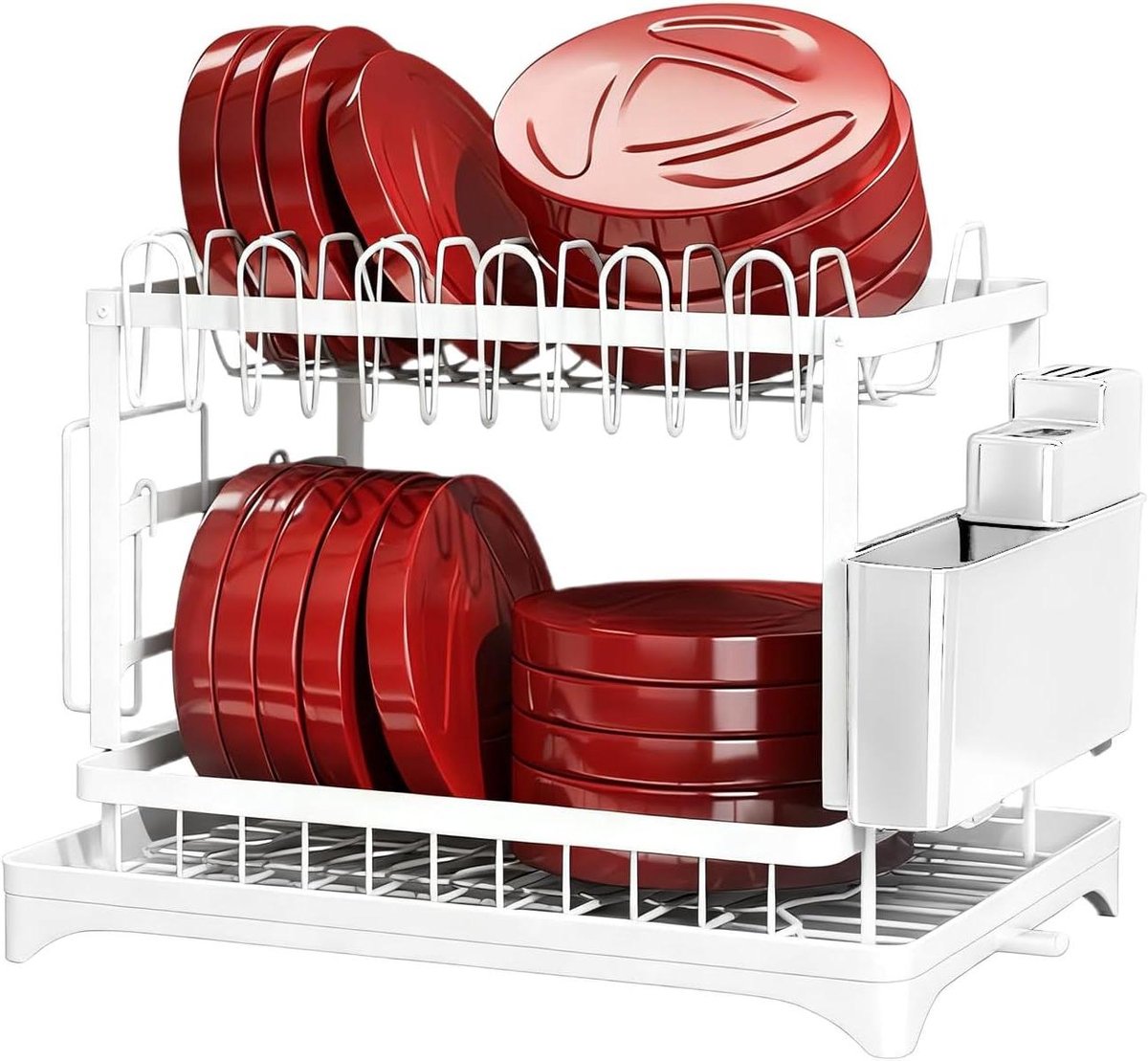 Afdruiprek 2-Laags - Vaatdroger Keuken - Keuken Organiseren - Ruimtebesparend Ontwerp - 42x29x29cm - Wit