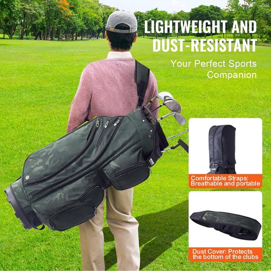 Golftas - Karretas - Sport Organiseren - 14-weg Organizer - 35-45 inch clubs - Legergroen — afbeelding 4