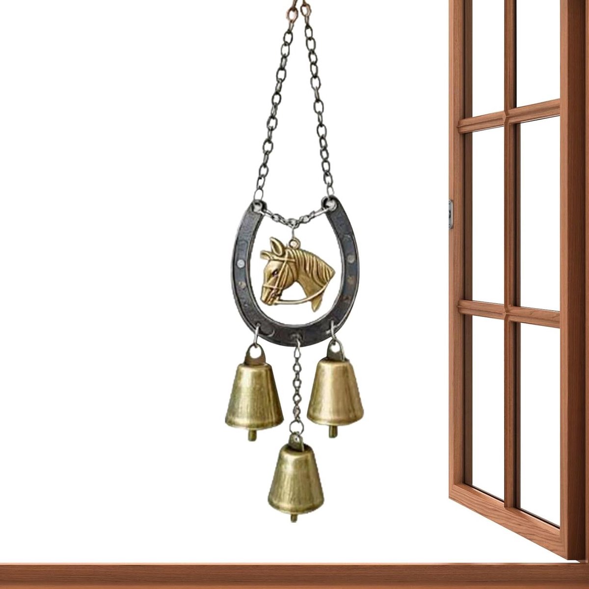 Muziekdoos Paard - Hanger met bellen - Tuindecoratie - Meditatievriendelijk geluid - 16 x 6 x 5 cm - Uniek