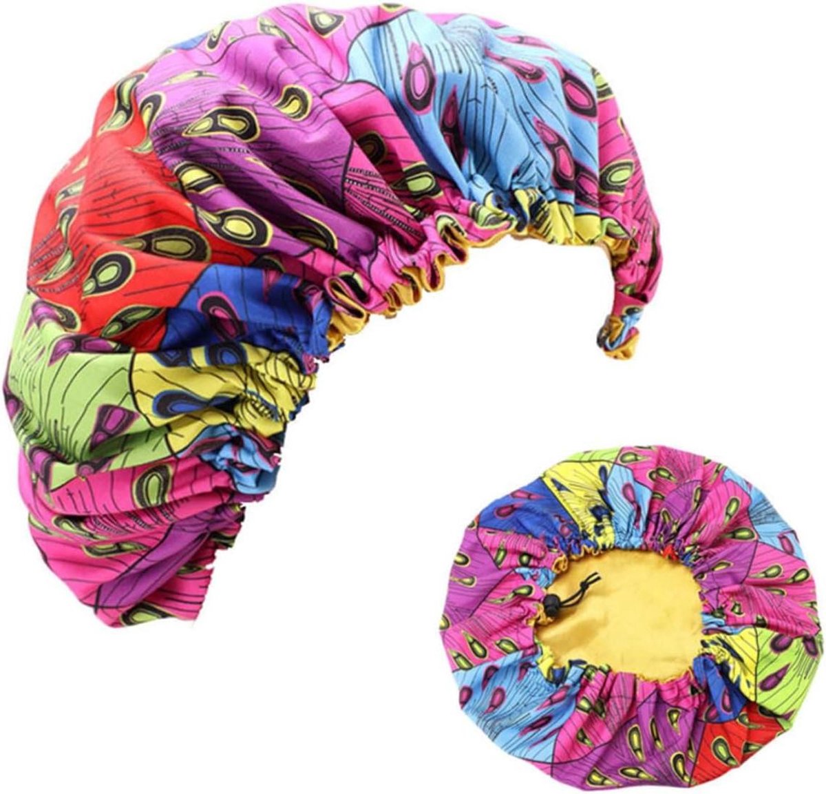 Satijnen Haarwikkel - Slaapmuts Turban - Haarbescherming 's nachts - Verstelbaar Koord - 26 x 26 cm - Gedrukt Patroon