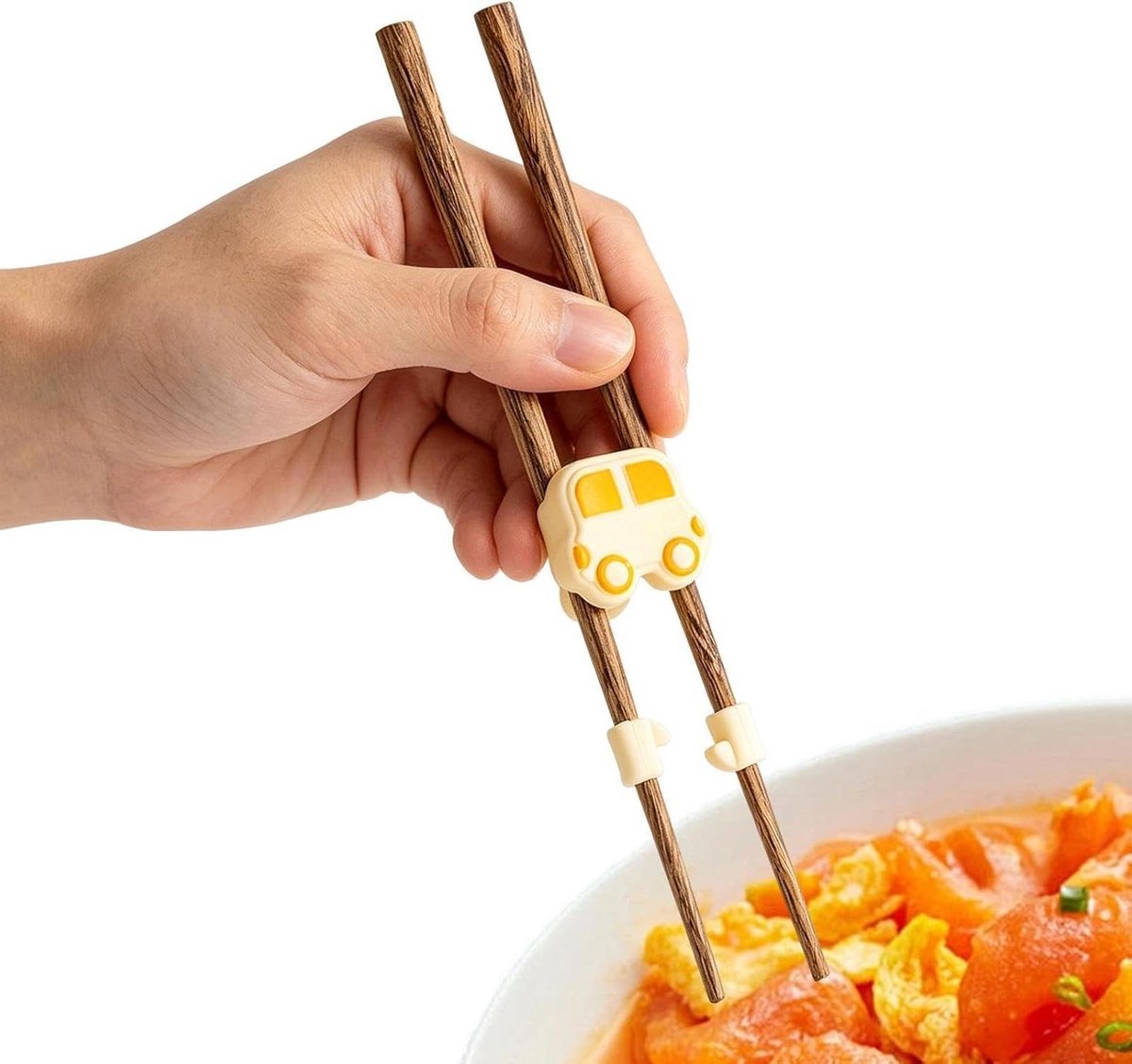 Trainingsstokjes Kinderen - Oefen Eetstokjes - Leren Eten - Leuke Auto Vorm - 18.1 cm - Geel