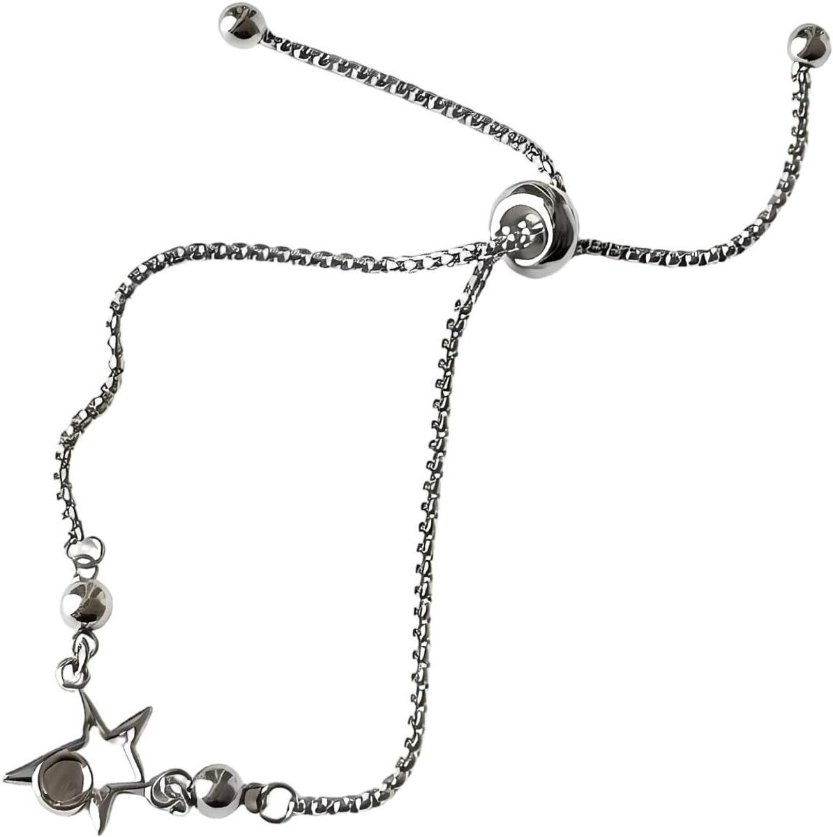 Ster Polsband - Verstelbare Bangle - Dagelijks Gebruik - Trekkoord Ontwerp - 24 cm - Zilverkleurig