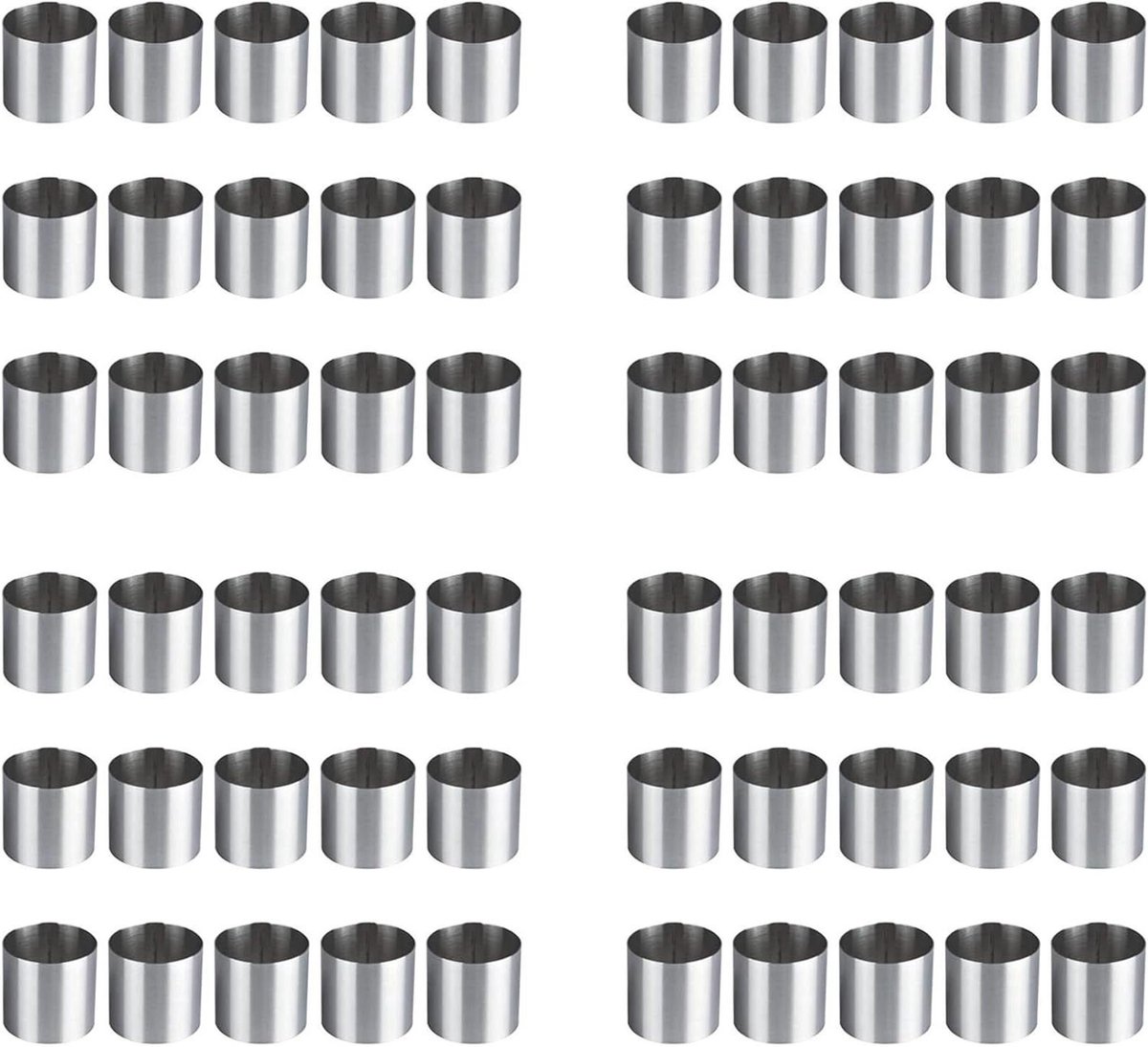Mousse Ringen - Bakvormen Set - Taarten Decoreren - Roestvrij Staal - 60 Stuks - Zilver