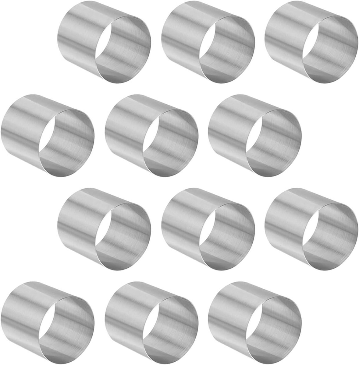 Rvs Cake Vorm - Mousse Ringen - Bakplezier Thuis - Eenvoudig Demoulden - 12 Stuks - Zilver