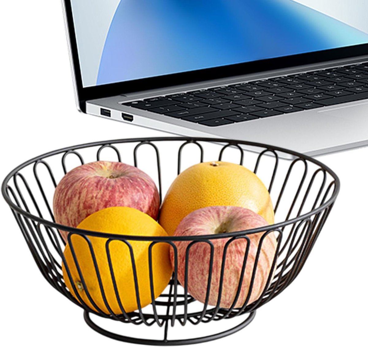 Fruitmand - Opbergkom - Keuken Organiseren - Open draad ontwerp - 25 cm - Zwart