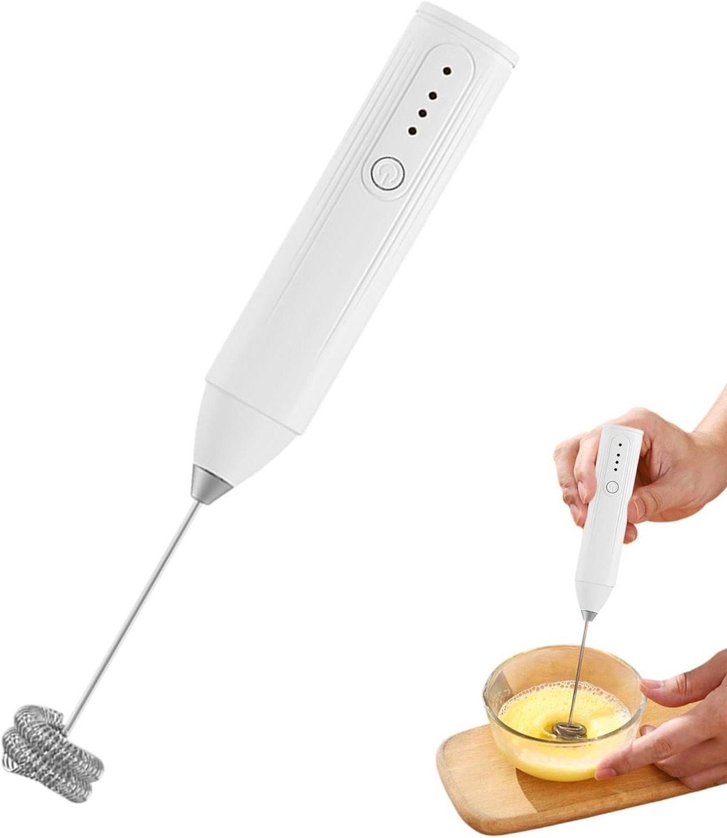 Elektrische Melkopschuimer - Handmixer Keuken - Koffie Maken - Drie Snelheden - 22 cm - Wit