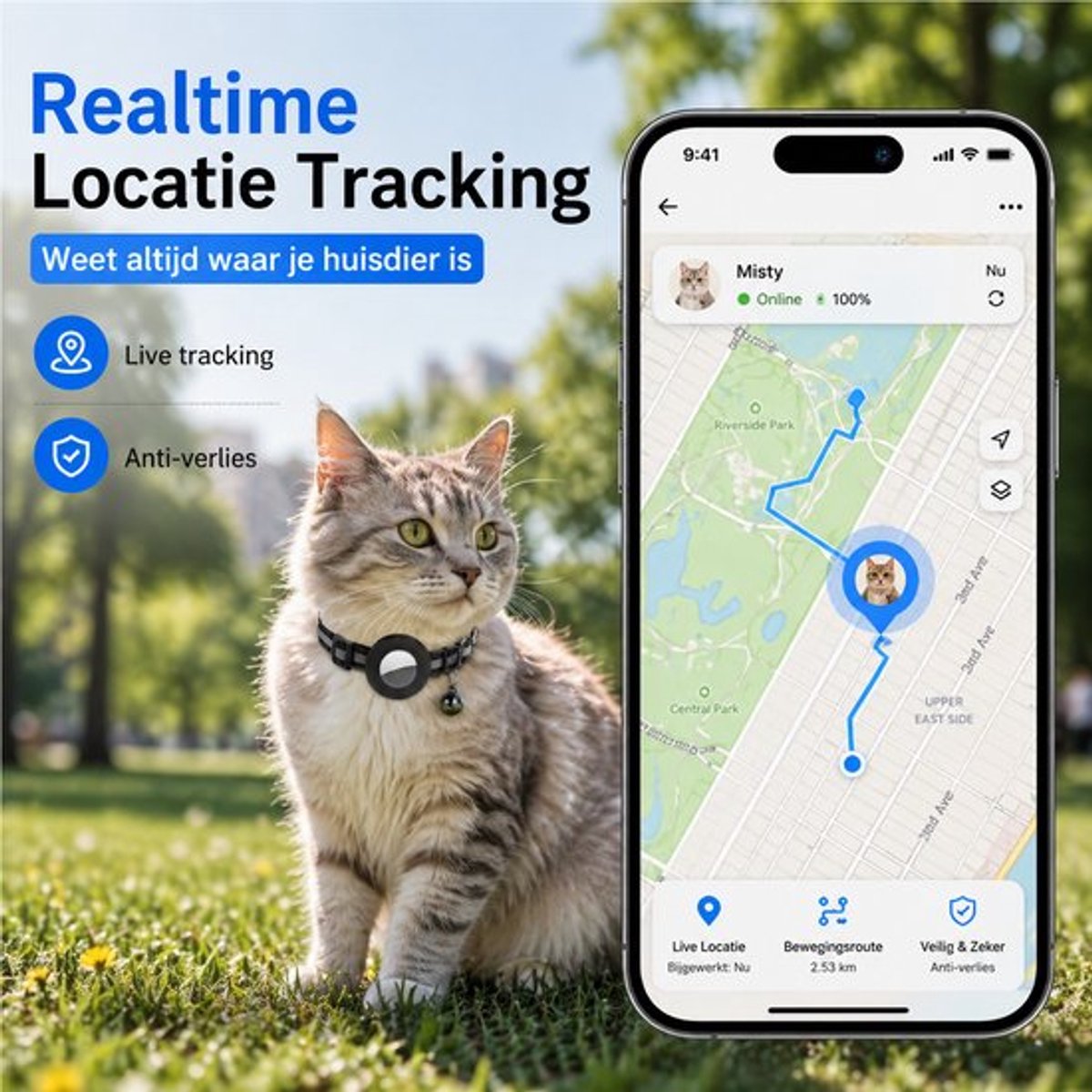 Kattenhalsband inclusief Tag - Max. 32cm Omtrek- Kat tracker voor Apple - GPS Tracker Kat zonder abonnement - Verstelbare Kattenhalsband voor Kat & puppy & kleine honden - Met geluidssignaal - Zwart thumbnail 4