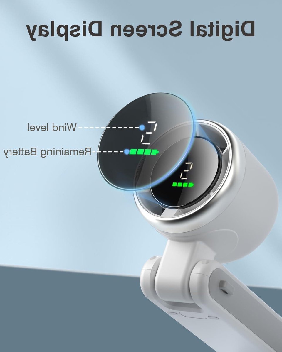Draagbare Turbo Ventilator - Mini Hand Fan - Zomerse Koelte - 5 Snelheden Instelbaar - 4000mAh Batterij - Zwart
