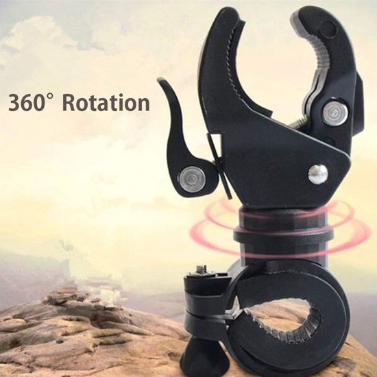 Fietslicht Houder - Zaklamp Klem - Fietsen Verlichten - 360 Graden Roterend - 20-35mm Stuur - Rood — afbeelding 2
