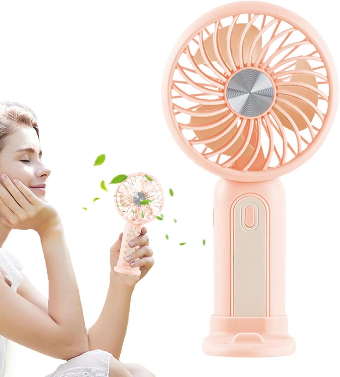 Persoonlijke Ventilator - Draagbare Koeler - Onderweg Verkoeling - Instelbare Snelheden - 15 cm Diameter - Roze