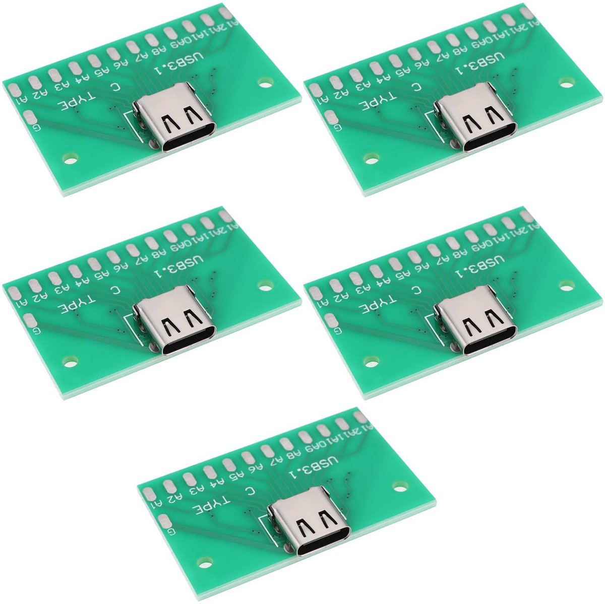 Cosensi - 5 Stuks 24 Pins Type C USB 3.1 Vrouwelijke Connector Adapter Board