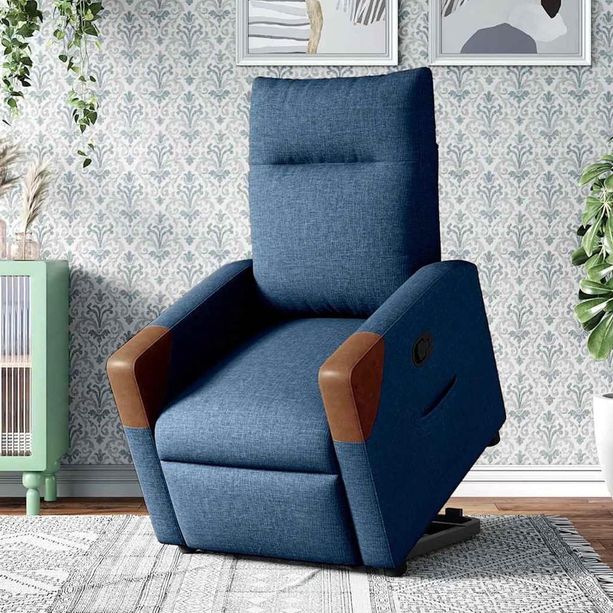 Relaxstoel Blauw - Comfortabele stoel - Ontspannen Zitten - Handmatige ligfunctie - 69 x 86 cm - Blauw
