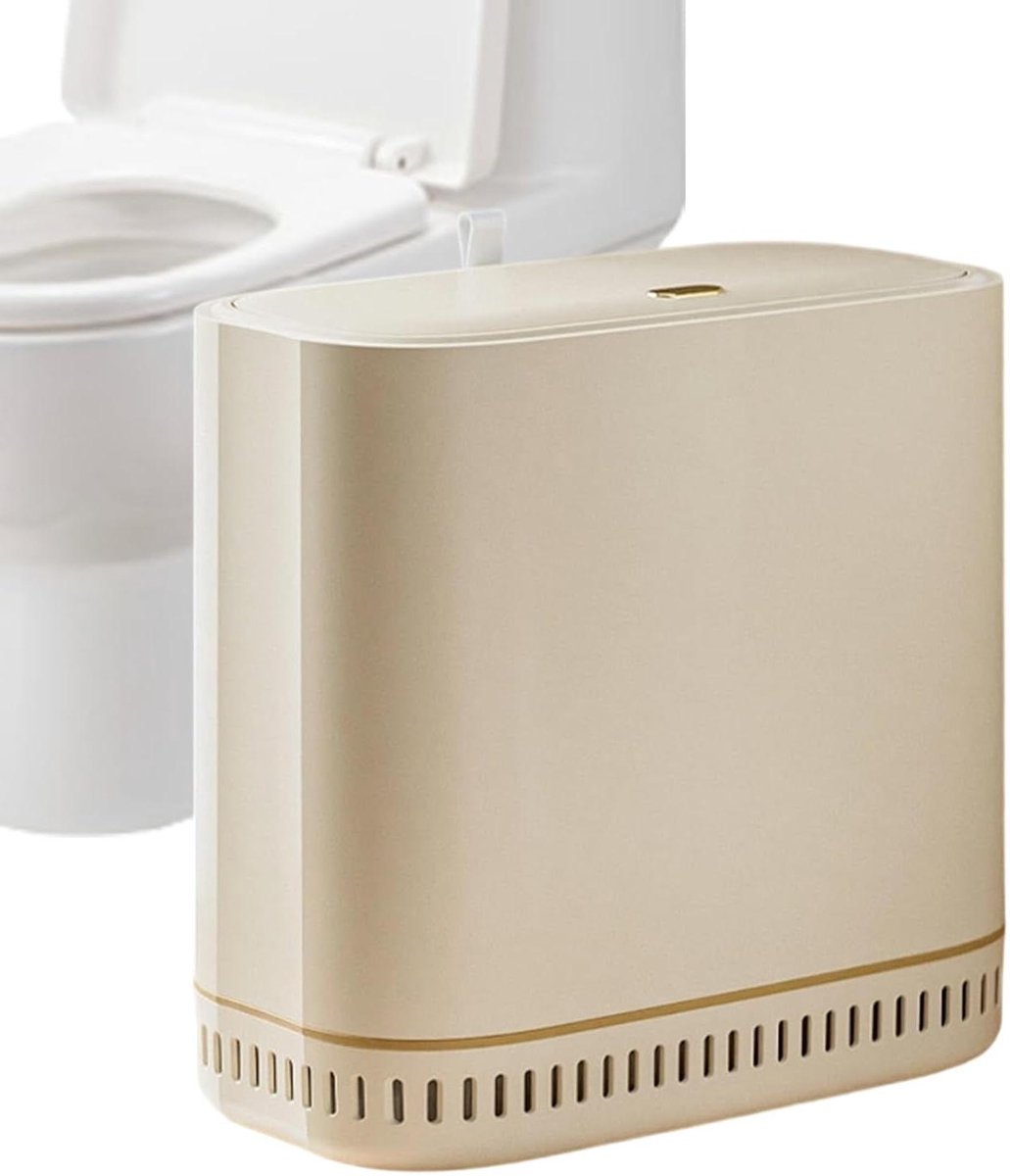 Kleine afvalemmer - Smalle mand - Geurremmend opruimen - Automatische adsorptie - 15 cm breed - Geel Beige