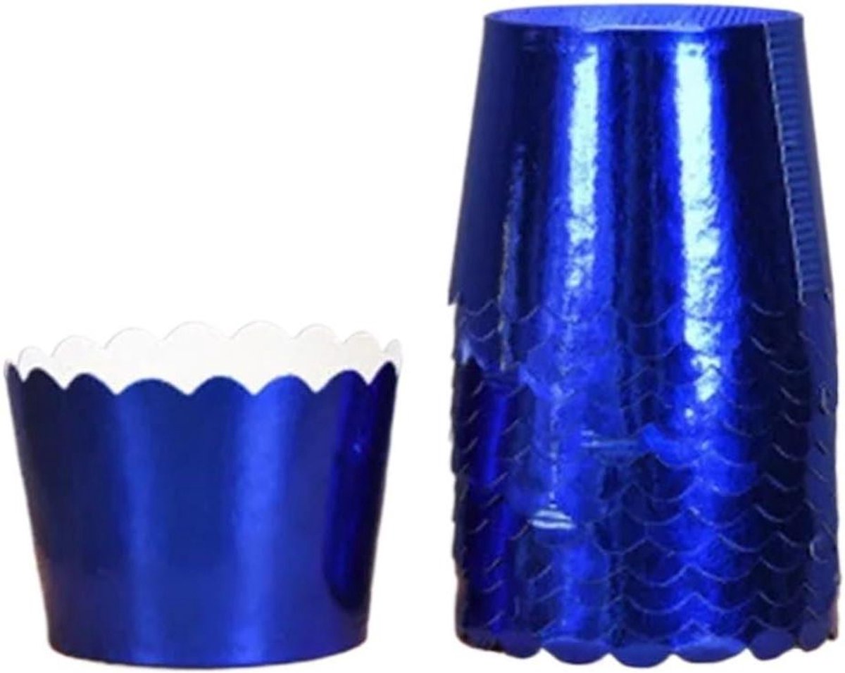Cupcake Liners - Bakbekers Wrappers - Taarten Versieren - Oliebestendige Laag - 50 Stuks - Blauw