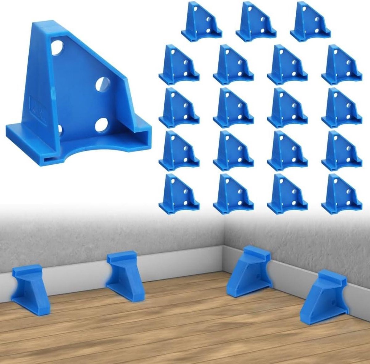 Vloerinstallatie set - Afstandhouders vloer - Vloer leggen - Dubbele sleuf ontwerp - 20 stuks - Lichtblauw
