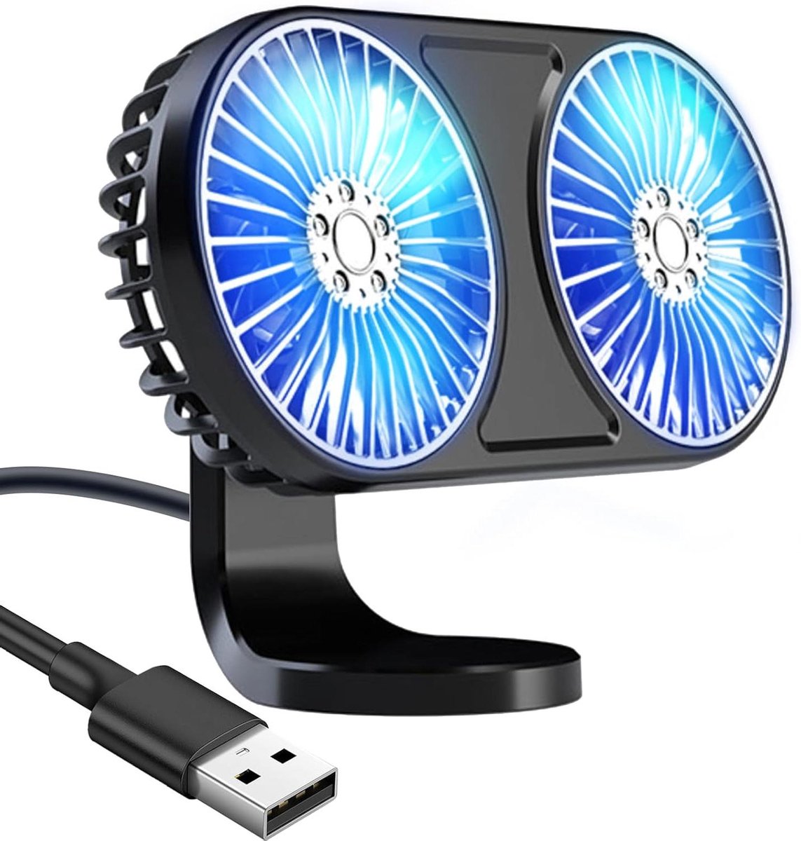 Auto Ventilator - USB Cooler - Comfortabele Rit - 360 Graden Rotatie - 18.5 cm - Zwart