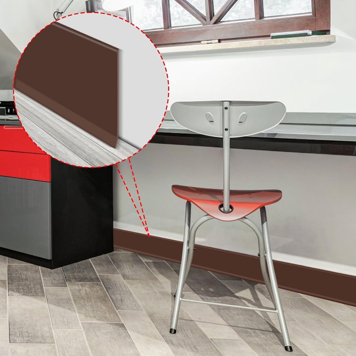 Flexibele PVC Plinten Zelfklevend 10cm Breed Vinyl Wandplinten voor Keuken, Badkamer en Woonkamer (Koffie, 10cm×6m)