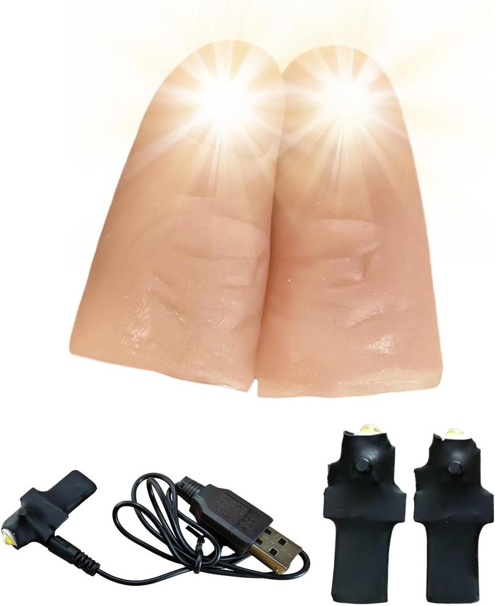 Duimlichten Set - Nepvinger Prop - Goochel Optredens - USB Oplaadbaar - 2 stuks - Koel Wit