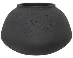 Bloempot Vaas - Decoratieve Pot - Binnen En Buiten - Robuust Fiberclay Materiaal - D 24 cm - Grijs Zwart