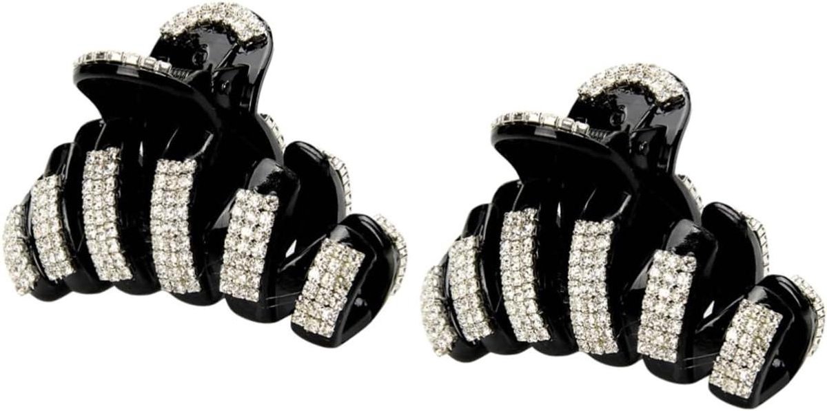 Haarclips Strass - Haarklemmen Set - Dagelijkse Stijl - Antislip Ontwerp - 2 Stuks - Zwart