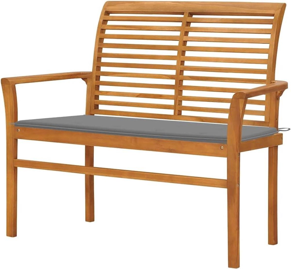 Tuinbank met kussen - Buitenbank hout - Ontspannen in de tuin - Duurzaam teakhout - 112 cm breed - Grijs