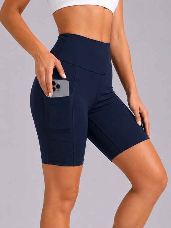 SparkNine Softflow korte sportbroek - dames short - met zakken - XS - donkerblauw - half lang - super zacht materiaal van Merkloos — afbeelding 2