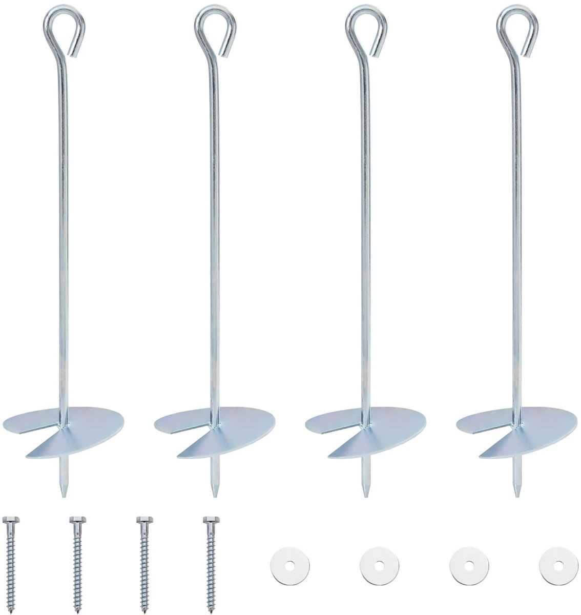 vidaXL - Aardanker - 4 - pcs - Zilverkleurig - Ø10 - x - 40 - cm - Gegalvaniseerd - Metaal