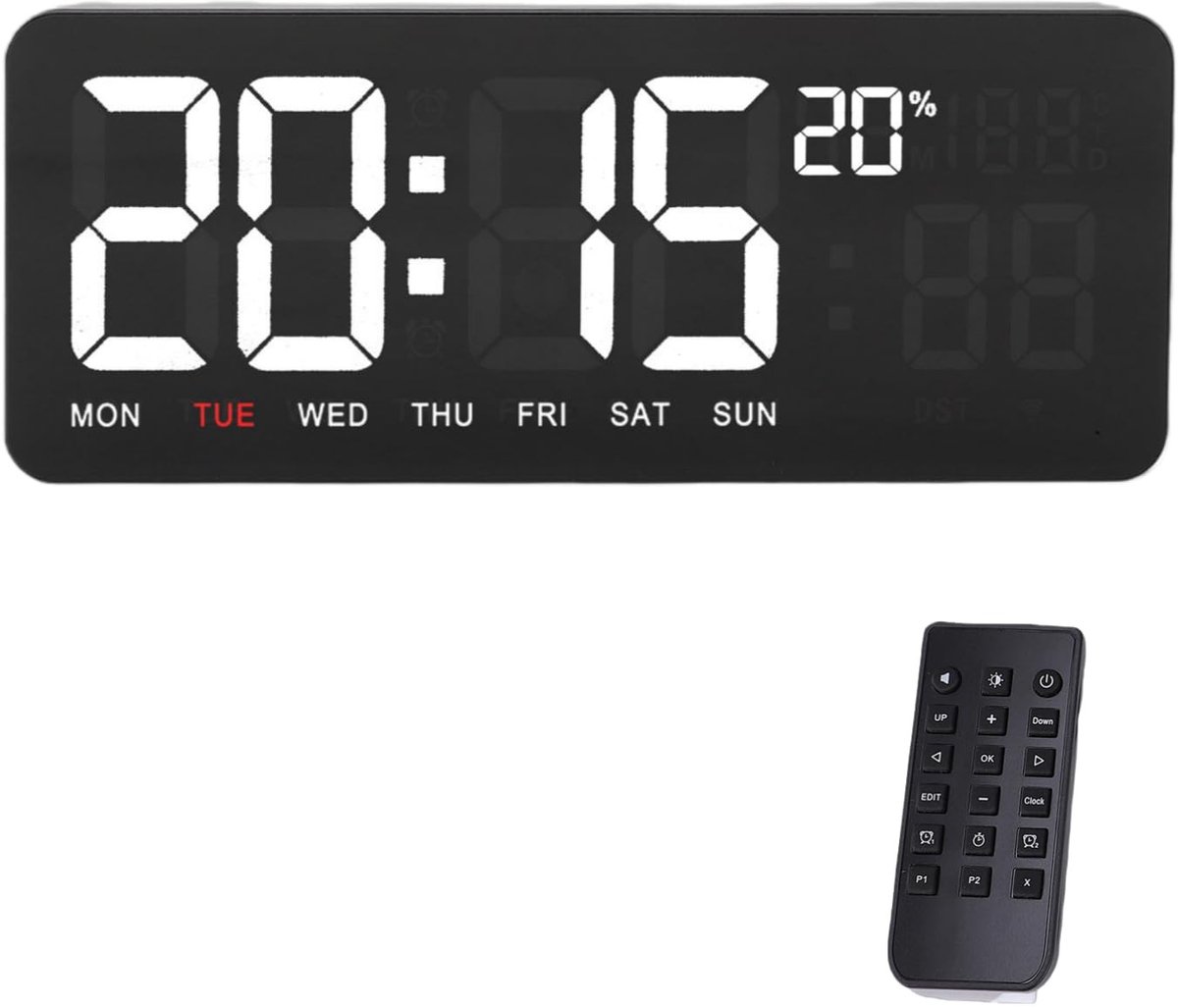 Dailygoods - Digitale Wandklok met Afstandsbediening en Dimbare Helderheid