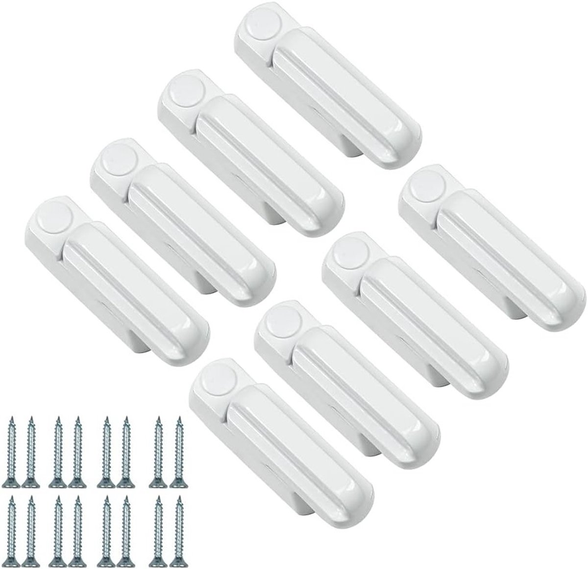 Veiligheidsblokkering voor Raam en Deur - Wit Zink Gietlegering - Extra Beveiliging met 4/8/12 Stuks voor UPVC/PVC Slots