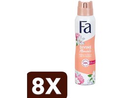 8 x Fa - Divine Moments - Deodorant Spray - Wilde Cameliabloesem - 150 ml -