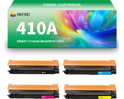 INKFIND 410A (CF410A-CF411A-CF412A-CF413A) tonercartridge multipack van 4 stuks (Zwart+Cyaan+Magenta+Geel) compatibel met HP 410A…