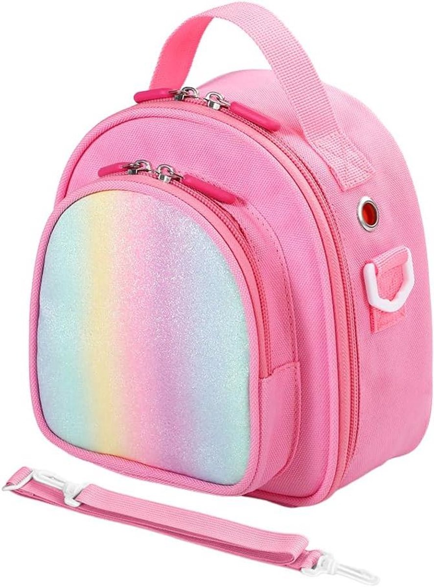 Draagbare Opbergtas - Reis Koffer - Audio Speler Beschermen - Ruim Interieur - 18.5 cm - Roze