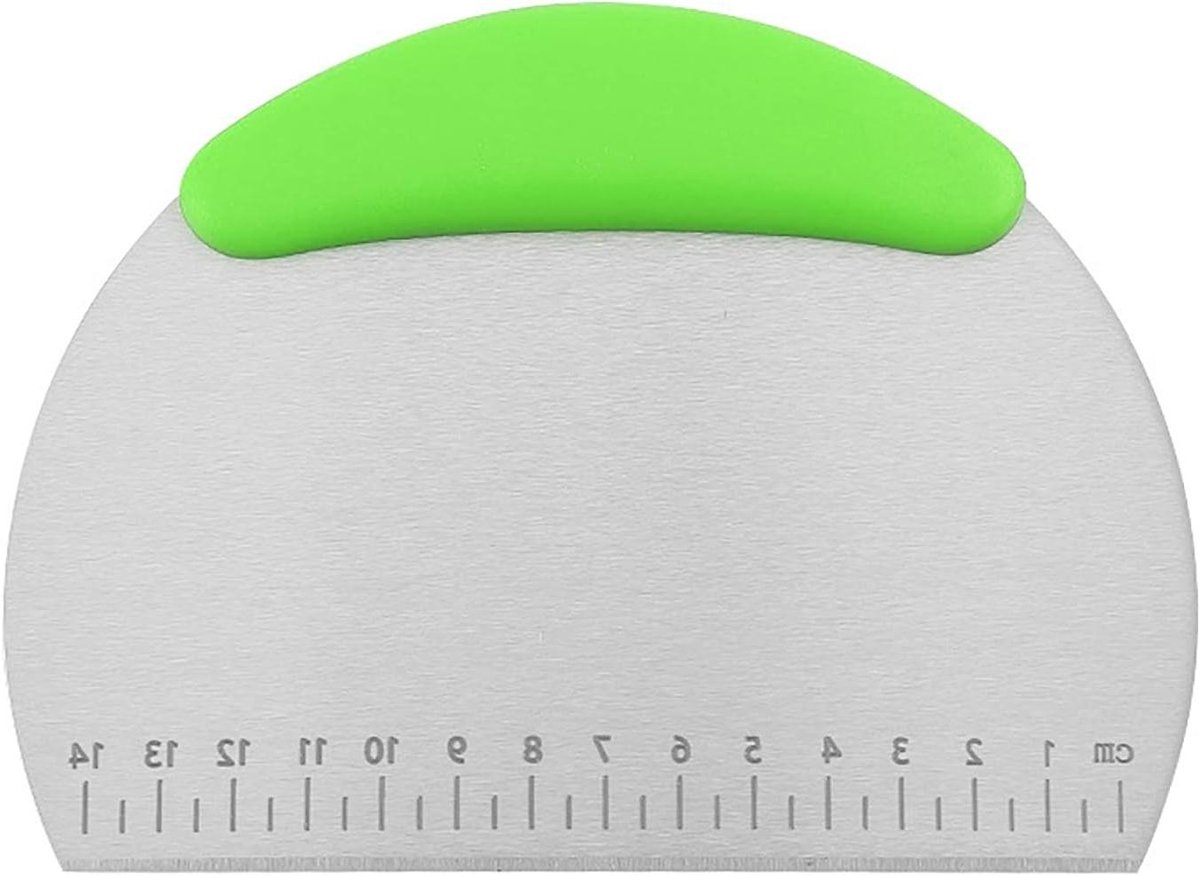 RVS Deegschraper - Bakgereedschap - Bakken en Decoreren - Met Meetschaal - 16 x 12 cm - Groen