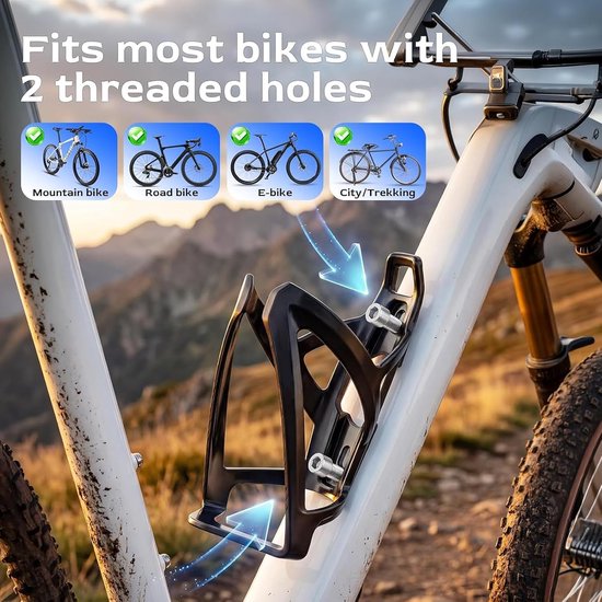 Flessenhouder Fiets - Bekerhouder Set - Drinken Onderweg - Onbreekbaar PC Materiaal - 2 Stuks - Blauw Zwart — afbeelding 2