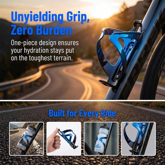 Flessenhouder Fiets - Bekerhouder Set - Drinken Onderweg - Onbreekbaar PC Materiaal - 2 Stuks - Blauw Zwart — afbeelding 4
