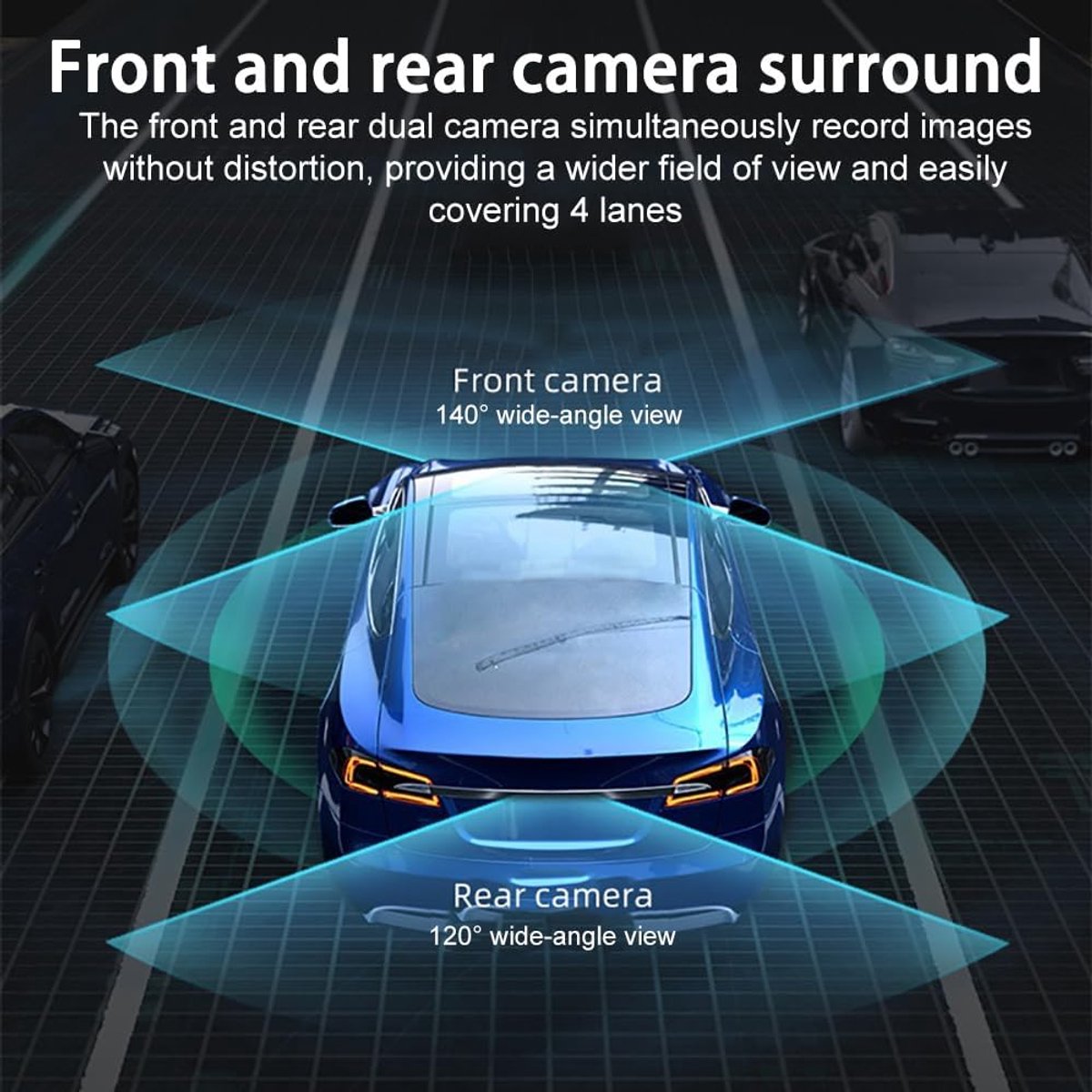 Dubbele Dashcam - Auto Camera - Veilig Rijden - App Bediening Wifi - 64GB Kaart - Zwart – foto 4