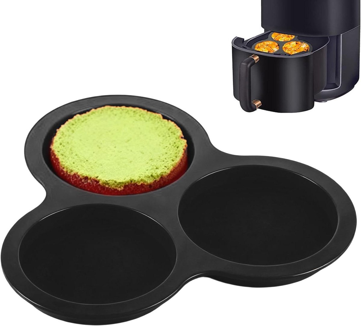 Siliconen Bakvorm - Muffin Vorm - Bakken Thuis - Voedselveilig Siliconen - 3 Holtes - Zwart