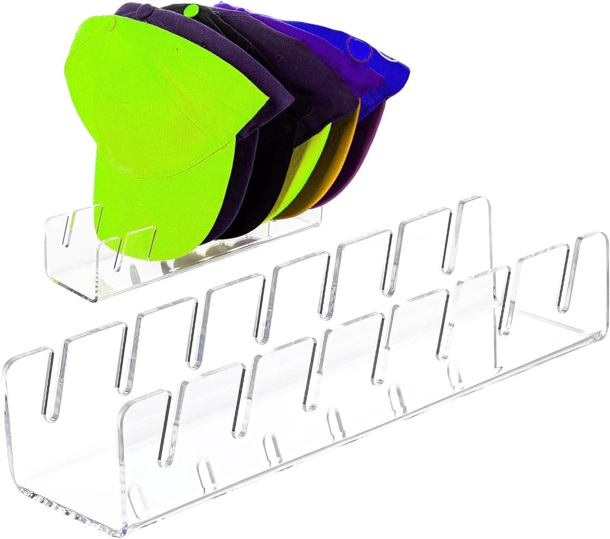 Hoedenhouder Acryl - Pettenrek - Hoeden Organiseren - Antislip Basis - 32x10x8 cm - Transparant