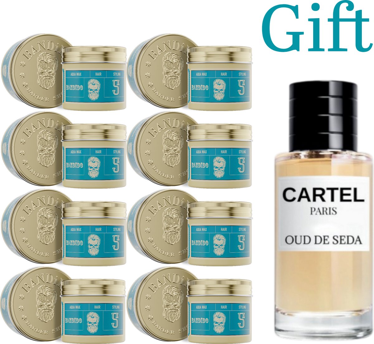 Bol.com Bandido Aqua wax Nr 5 - 8 Stuks 125ml. + 1X Cartel Parfum 50ml GRATIS aanbieding
