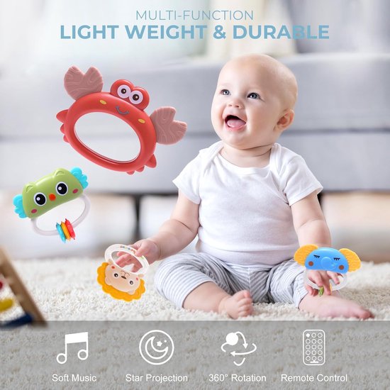 Baby Star Mobiel met Afstandsbediening voor de Wieg - Wiegspeelgoed - Hangend Speelgoed voor de Babywieg - Geschikt voor Meisjes en Jongens - Draagbaar en Mobiel - Blauw — afbeelding 4