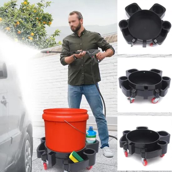 Emmerwagen, Zitten Mobiele Auto Wassen Emmer Winkel met 5 Wielen - Heavy Duty Wasrol met Gereedschapsbak, Auto Gereedschap voor, Detaillering — afbeelding 2