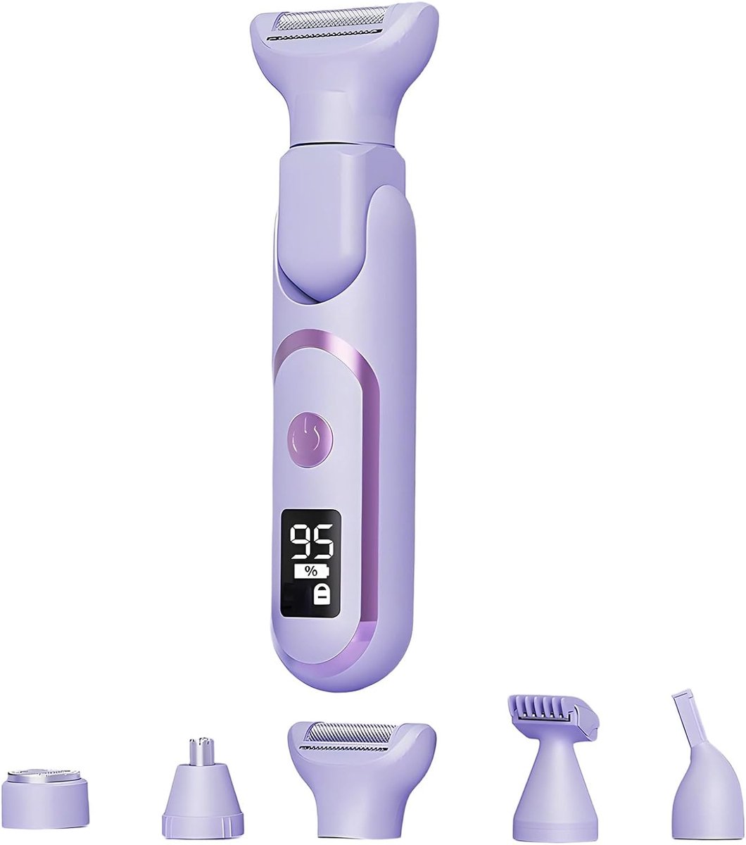 KZQ 5 in 1 Elektrisch Scheerapparaat voor Dames Draadloze Bikini Trimmer Gezicht en Lichaam Ontharen Schaamte Wenkbrauw en Neus Trimmer Met LCD Display