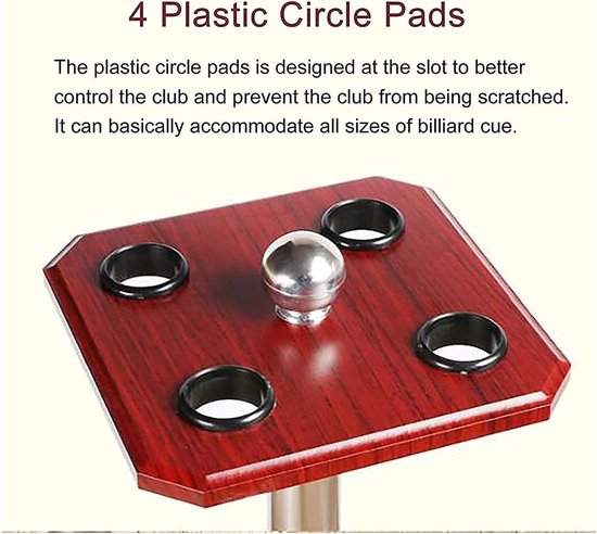 Biljart Keurek - Poolstokhouder Keuzenhanger - Opbergen Keuen - Stevig Houten Frame - 30 x 30 x 58 cm - Rood — afbeelding 3
