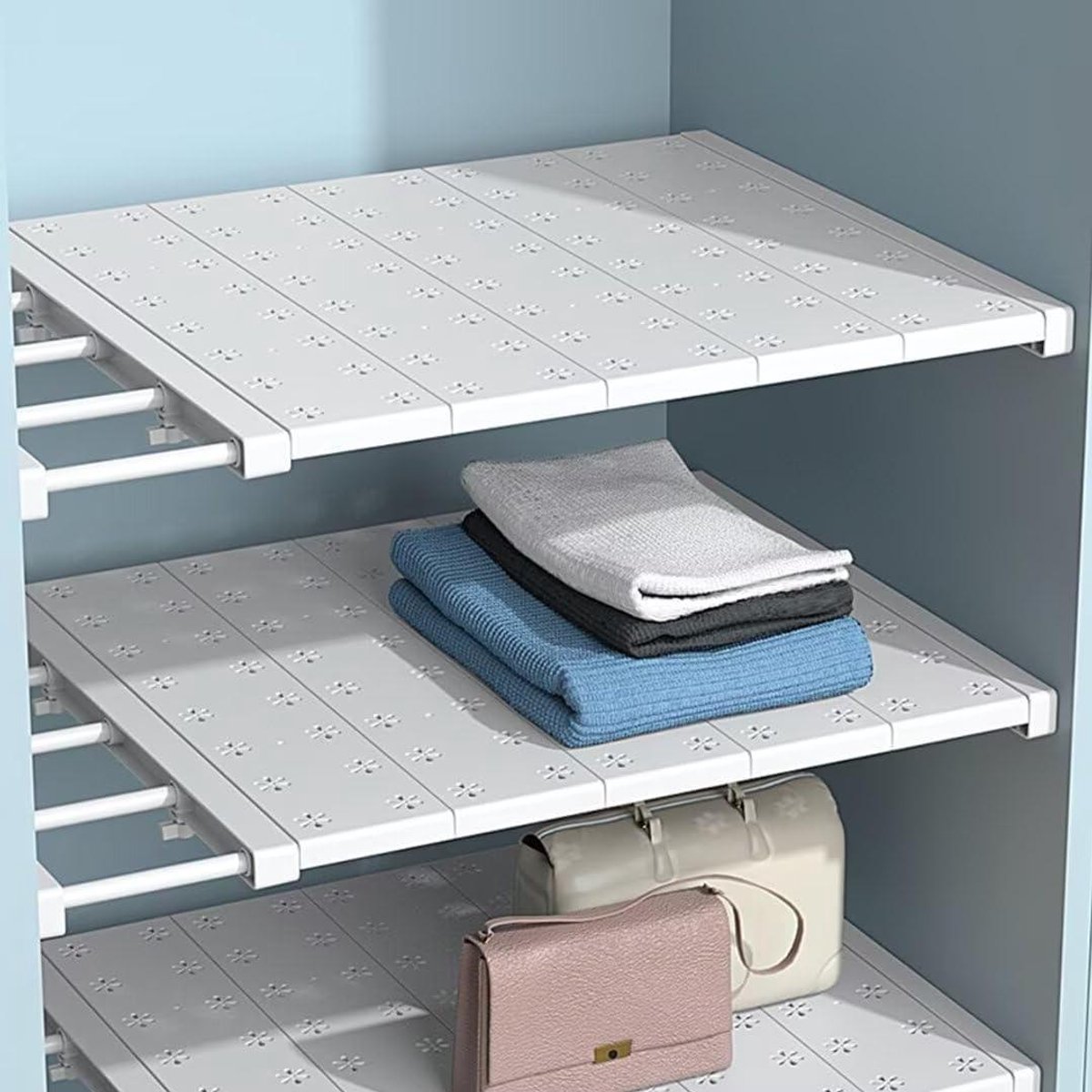 Kast Plank - Opbergrek - Kast Organiseren - Verstelbaar Uitschuifbaar - 60-100cm - Wit