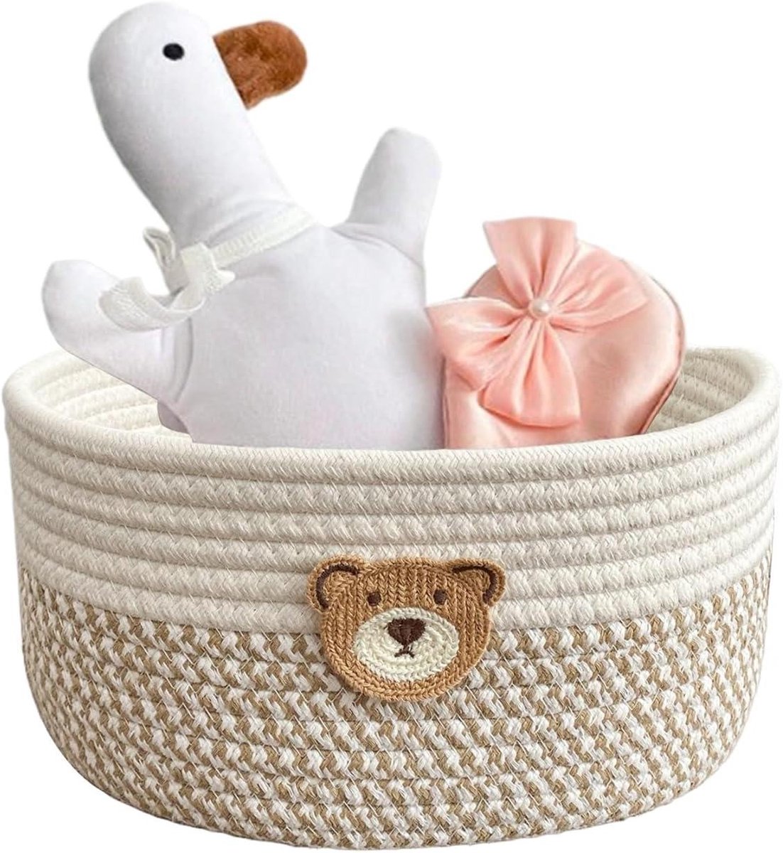 Opbergmand Katoen - Wasmand Organizer - Thuis Opbergen - Robuust Touwontwerp - 14x19x14 cm - A